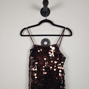 Women's Sleeveless Paillette Mini Party Sequin Dress A New Day Brown XS NWT
